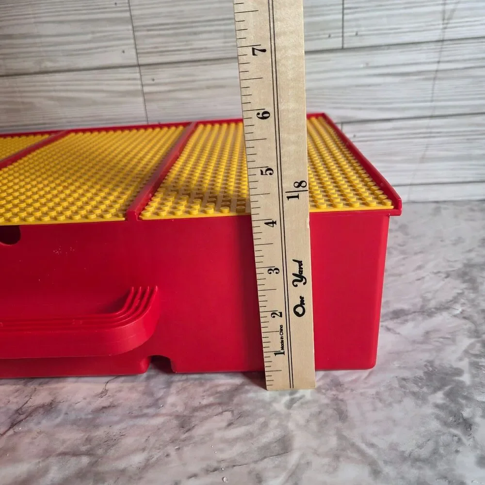 Lego Rare 1989 Vintage Red and Yellow 3 Compartment Storage Case w/ Sliding Lids
